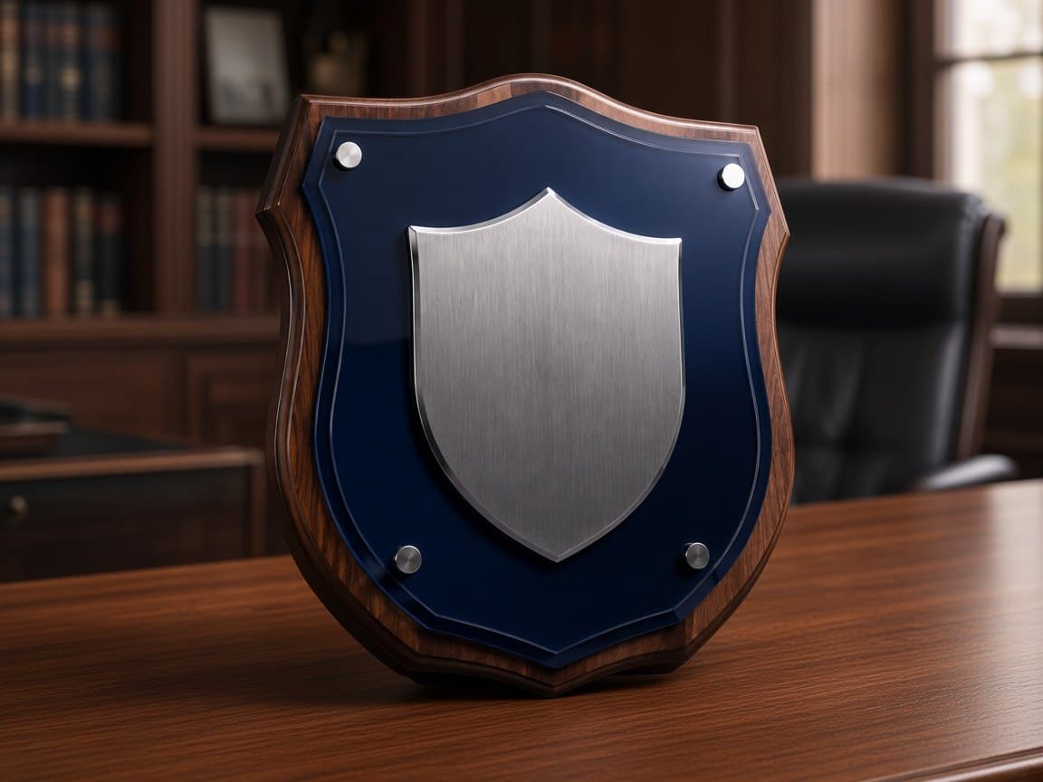 Police Service Plaque design concept in a presentation setting